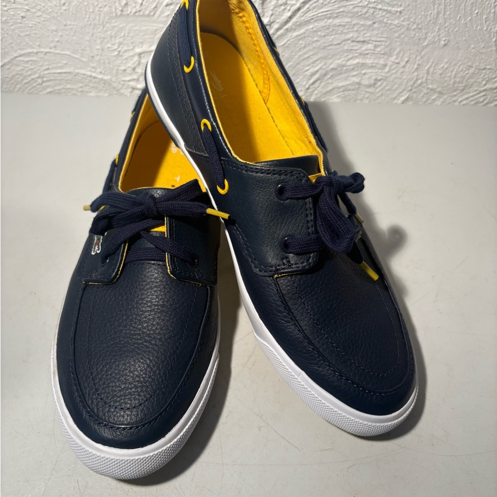 Lacoste Navy and Yellow Boat Shoes